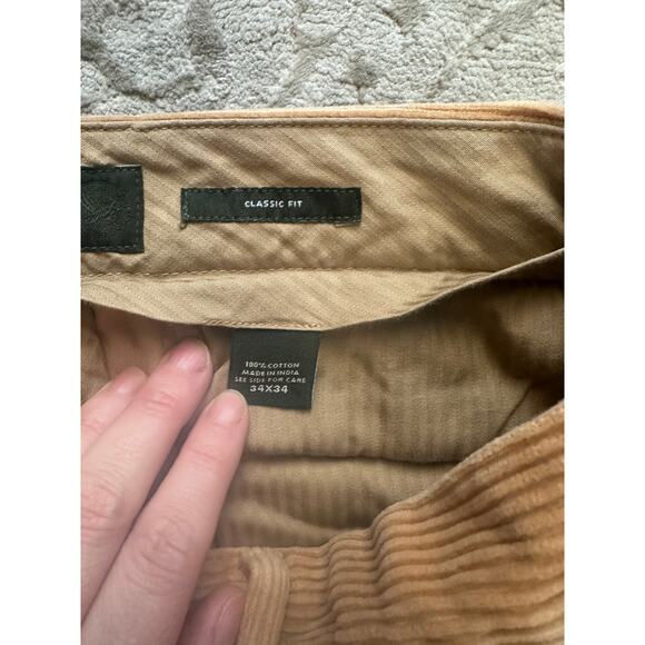 Eddie Bauer Men’s Corduroy Pants Trousers 34x34 Classic Fit Wide Wale Tan Cotton - Picture 3 of 6